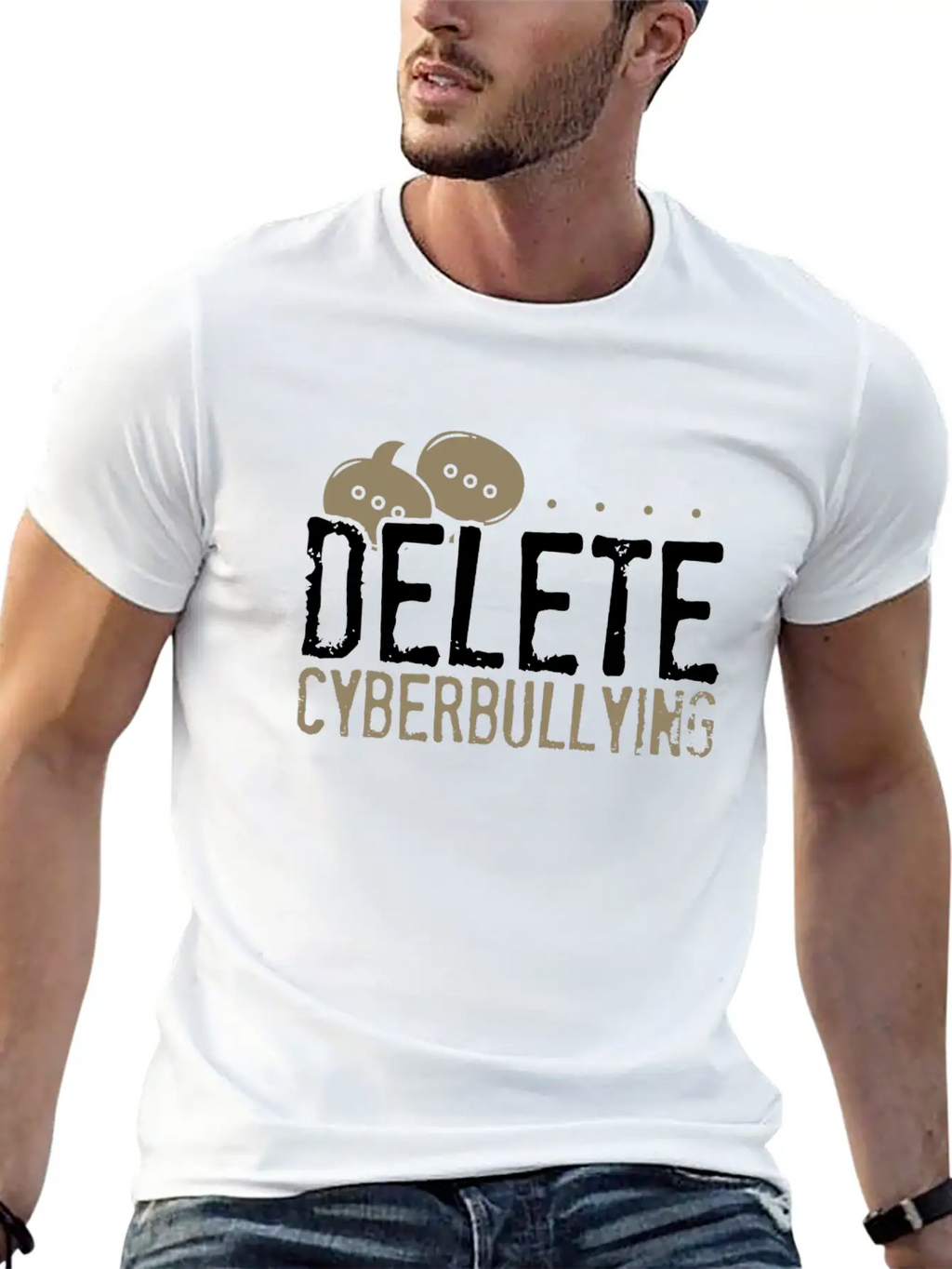 Anti Bullying Gifts Delete Cyberbullying Gifts Unisex Short Sleeve Soft Cotton T-Shirt – Casual Everyday Wear