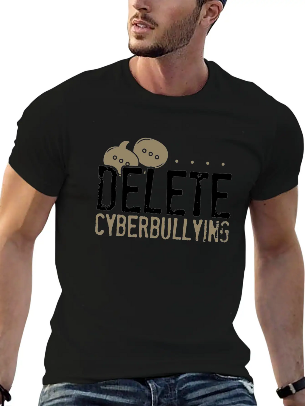 Anti Bullying Gifts Delete Cyberbullying Gifts Unisex Short Sleeve Soft Cotton T-Shirt – Casual Everyday Wear