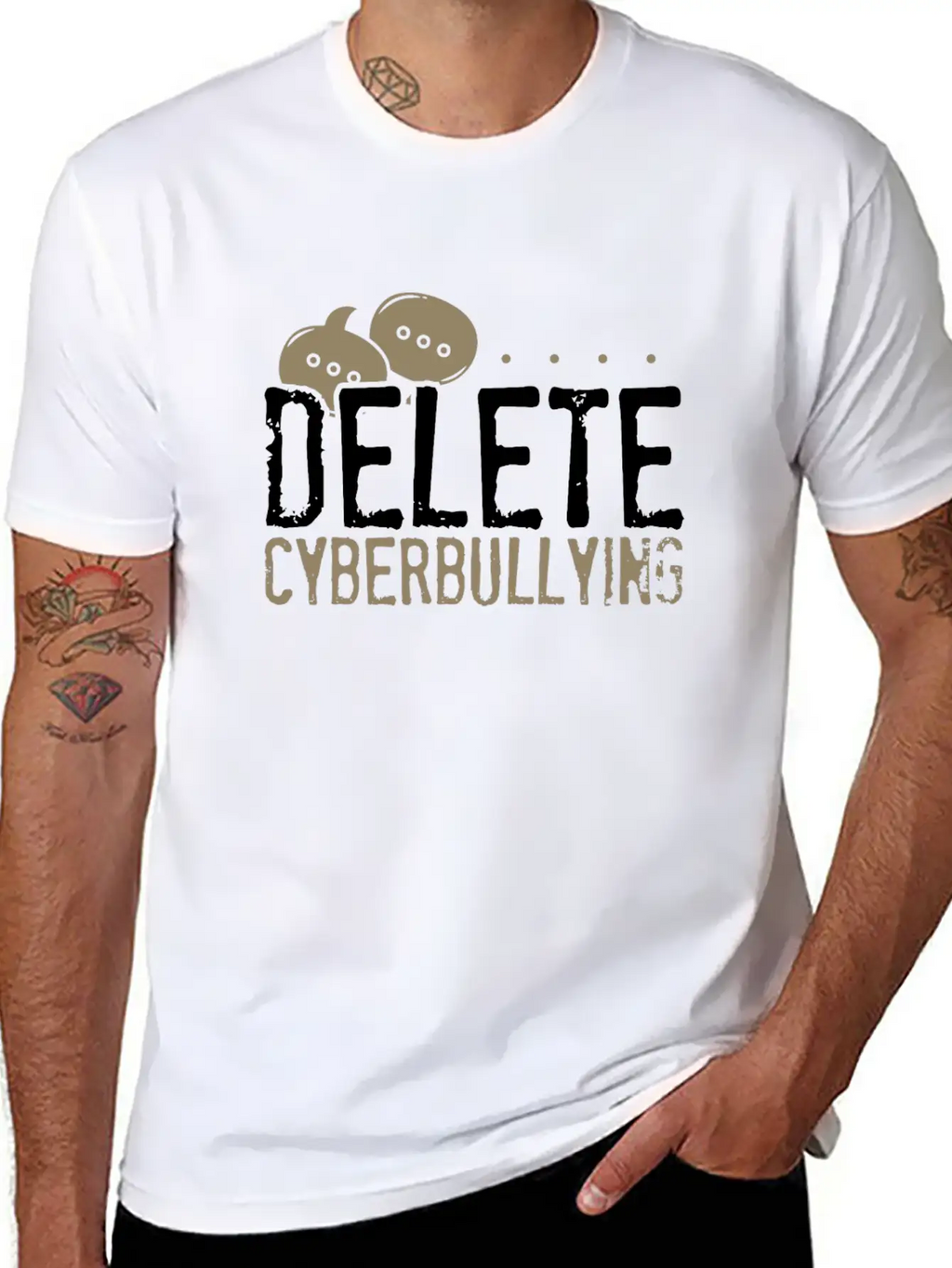 Anti Bullying Gifts Delete Cyberbullying Gifts Unisex Short Sleeve Soft Cotton T-Shirt – Casual Everyday Wear