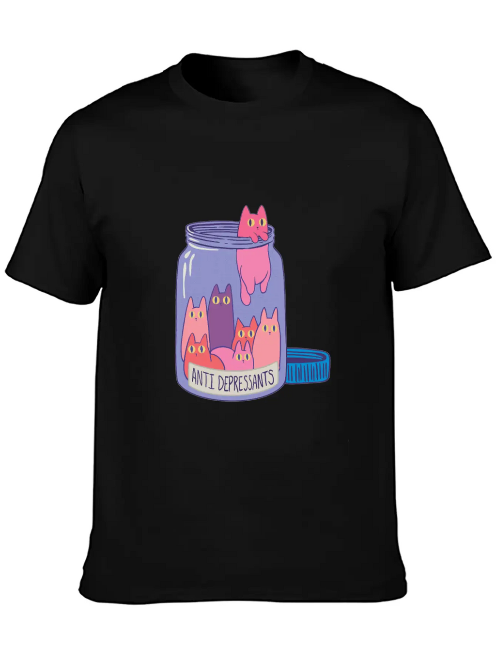 Anti-Depressants: Cats In A Jar Stylish Everyday T-Shirt – Unisex Basic Cotton Tee