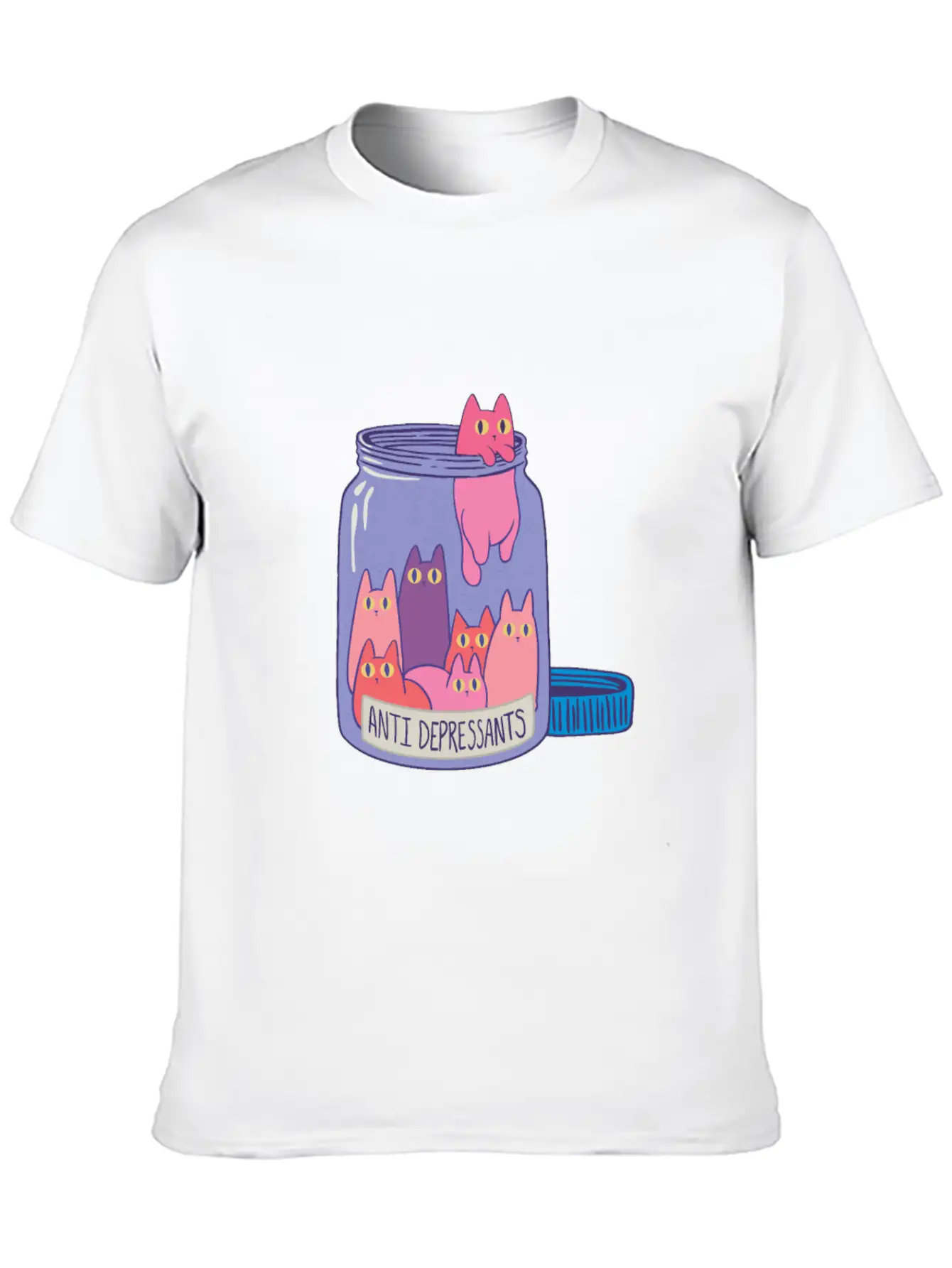 Anti-Depressants: Cats In A Jar Stylish Everyday T-Shirt – Unisex Basic Cotton Tee