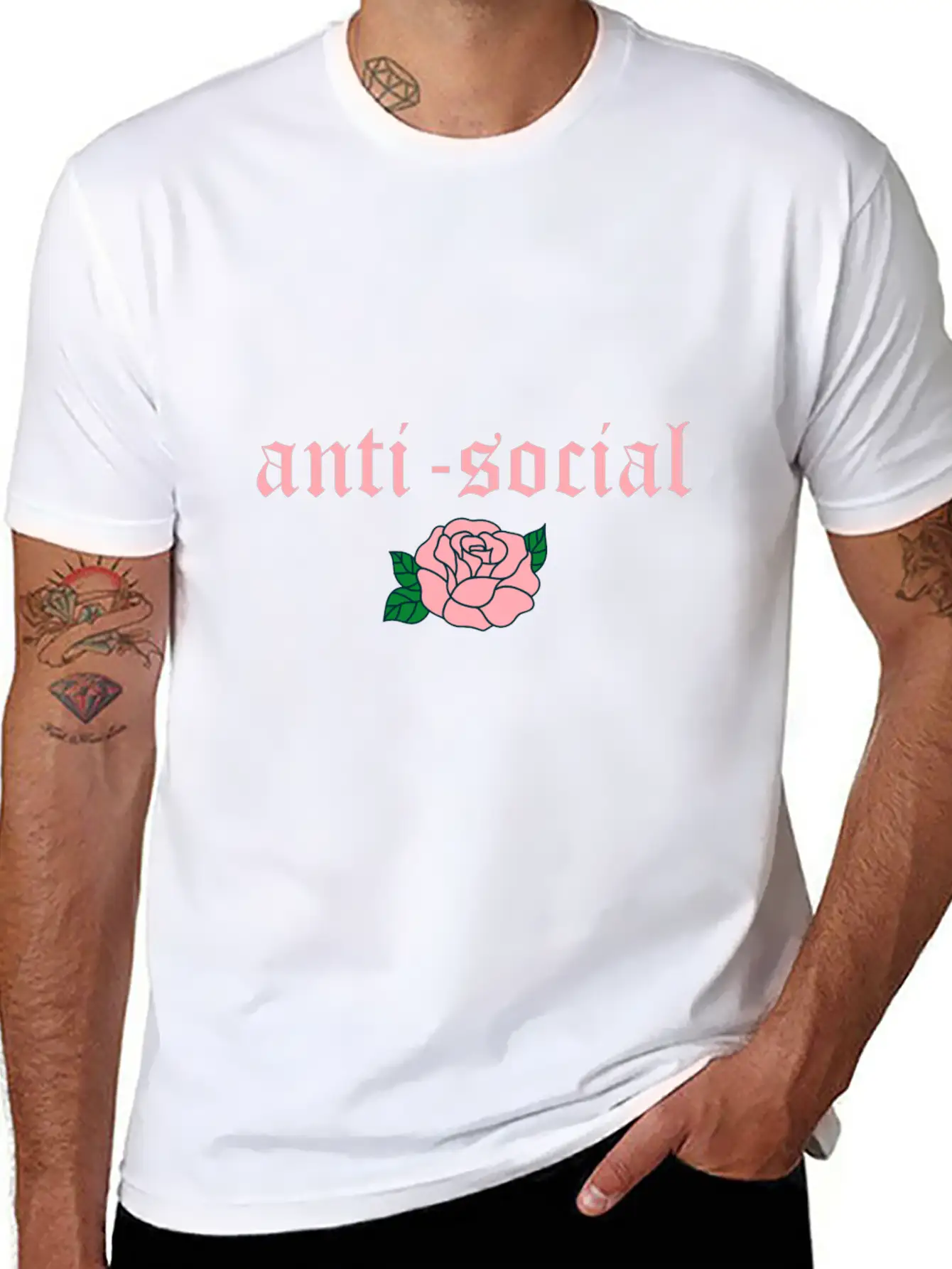Anti Social Rose Soft Grunge Teen E-girl Gift Unisex Casual T-Shirt – Clean Design For Daily Comfort