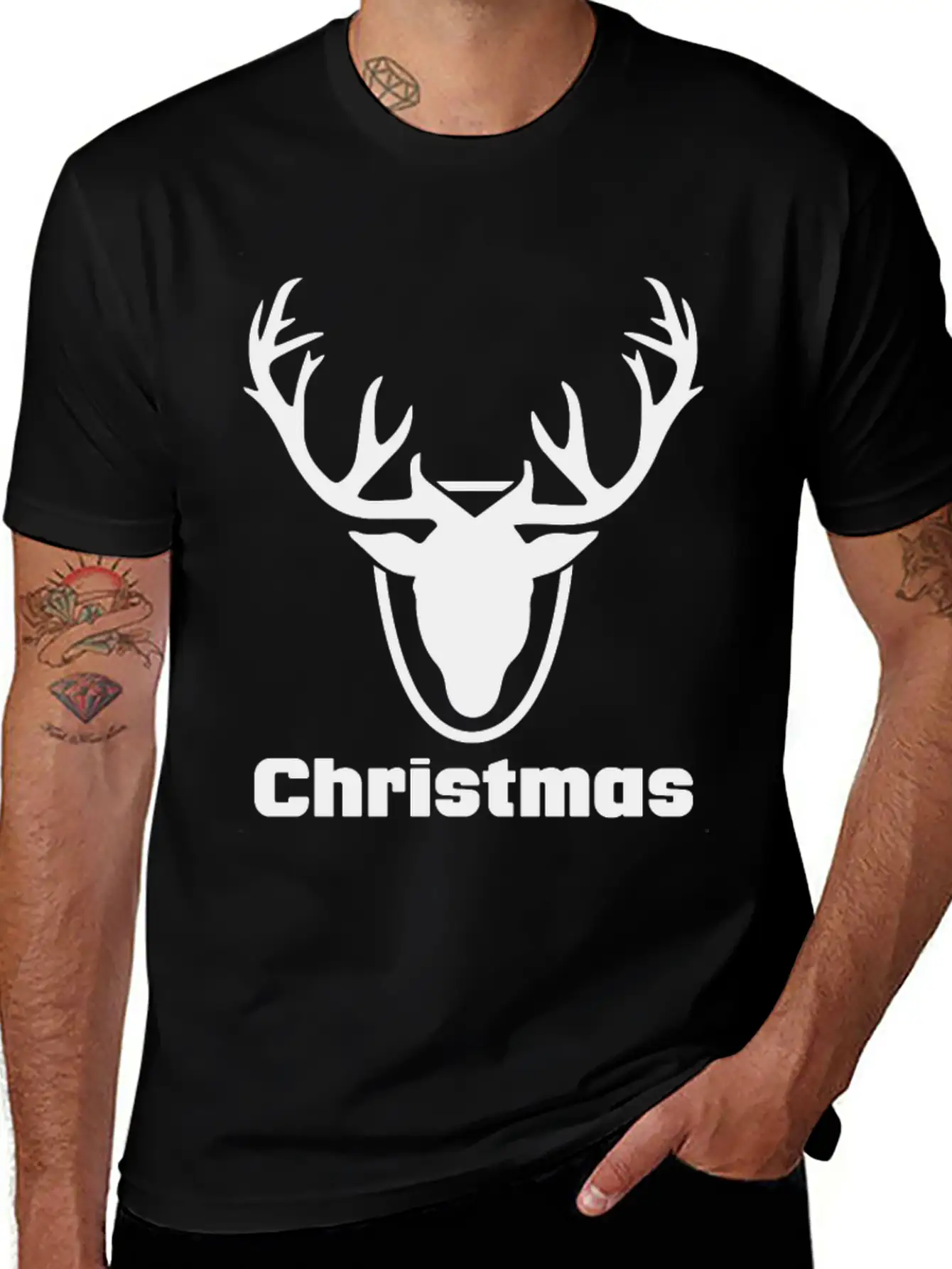 Antlers Merry Christmas Funny Tshirt Unisex Short Sleeve Soft Cotton T-Shirt – Casual Everyday Wear