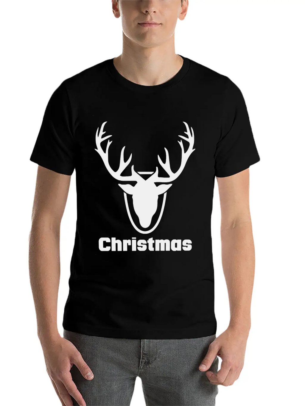 Antlers Merry Christmas Funny Tshirt Unisex Short Sleeve Soft Cotton T-Shirt – Casual Everyday Wear
