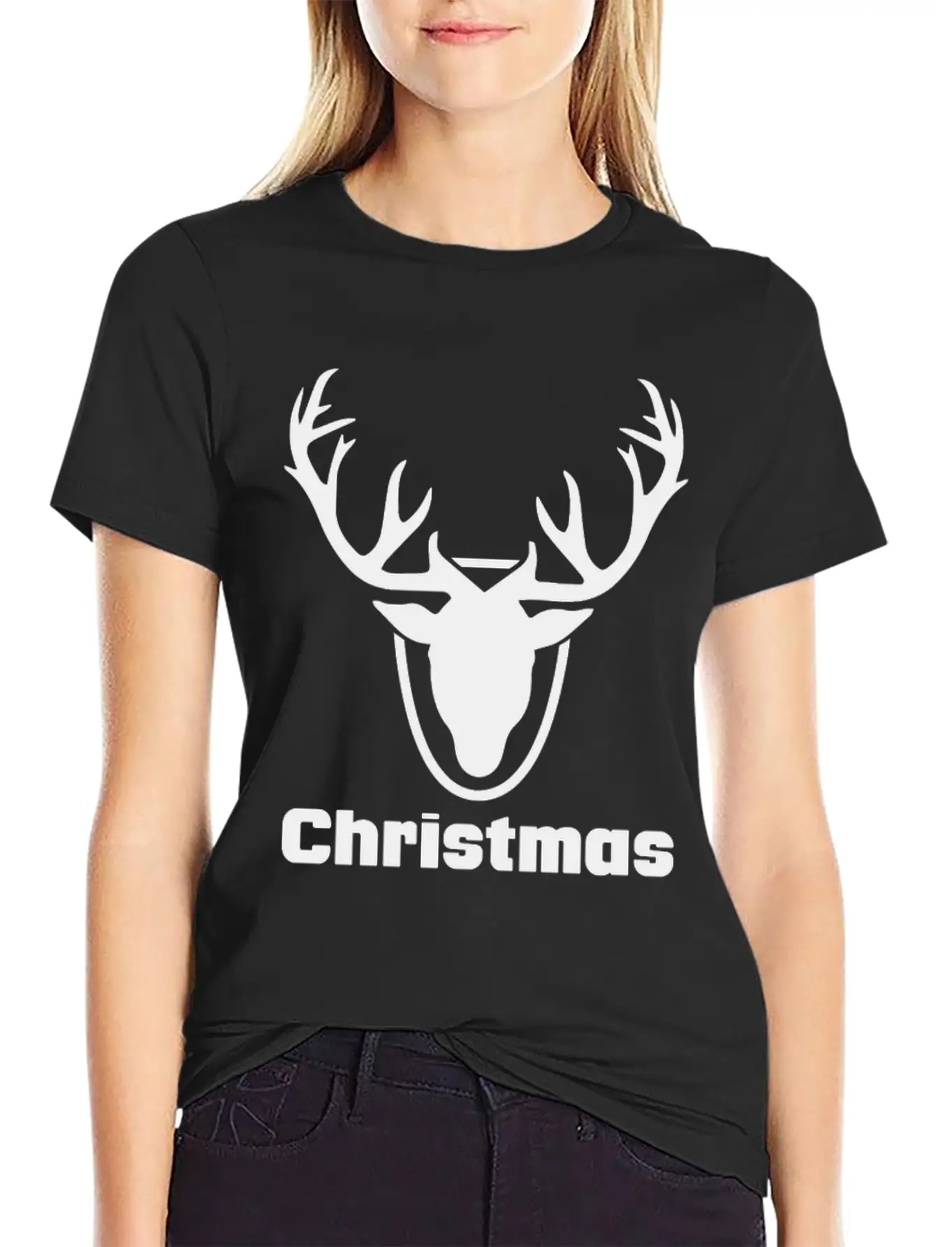 Antlers Merry Christmas Funny Tshirt Unisex Short Sleeve Soft Cotton T-Shirt – Casual Everyday Wear