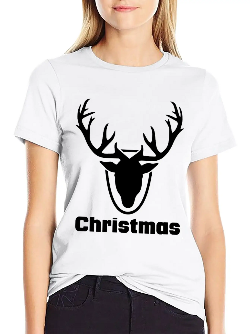 Antlers Merry Christmas Funny Tshirt Unisex Short Sleeve Soft Cotton T-Shirt – Casual Everyday Wear