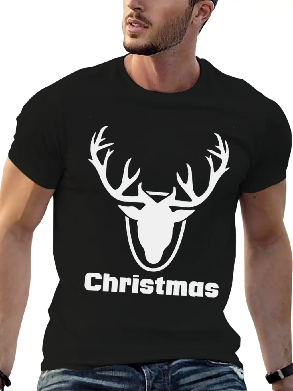 Antlers Merry Christmas Funny Tshirt Unisex Short Sleeve Soft Cotton T-Shirt – Casual Everyday Wear