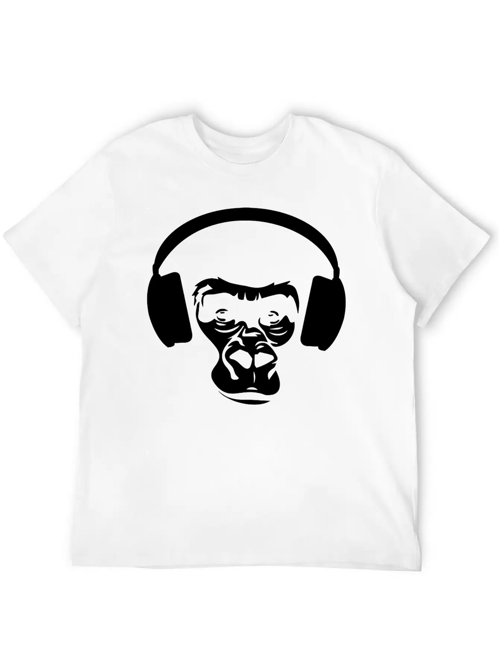 Ape With Headphones Unisex Short Sleeve Soft Cotton T-Shirt – Casual Everyday Wear
