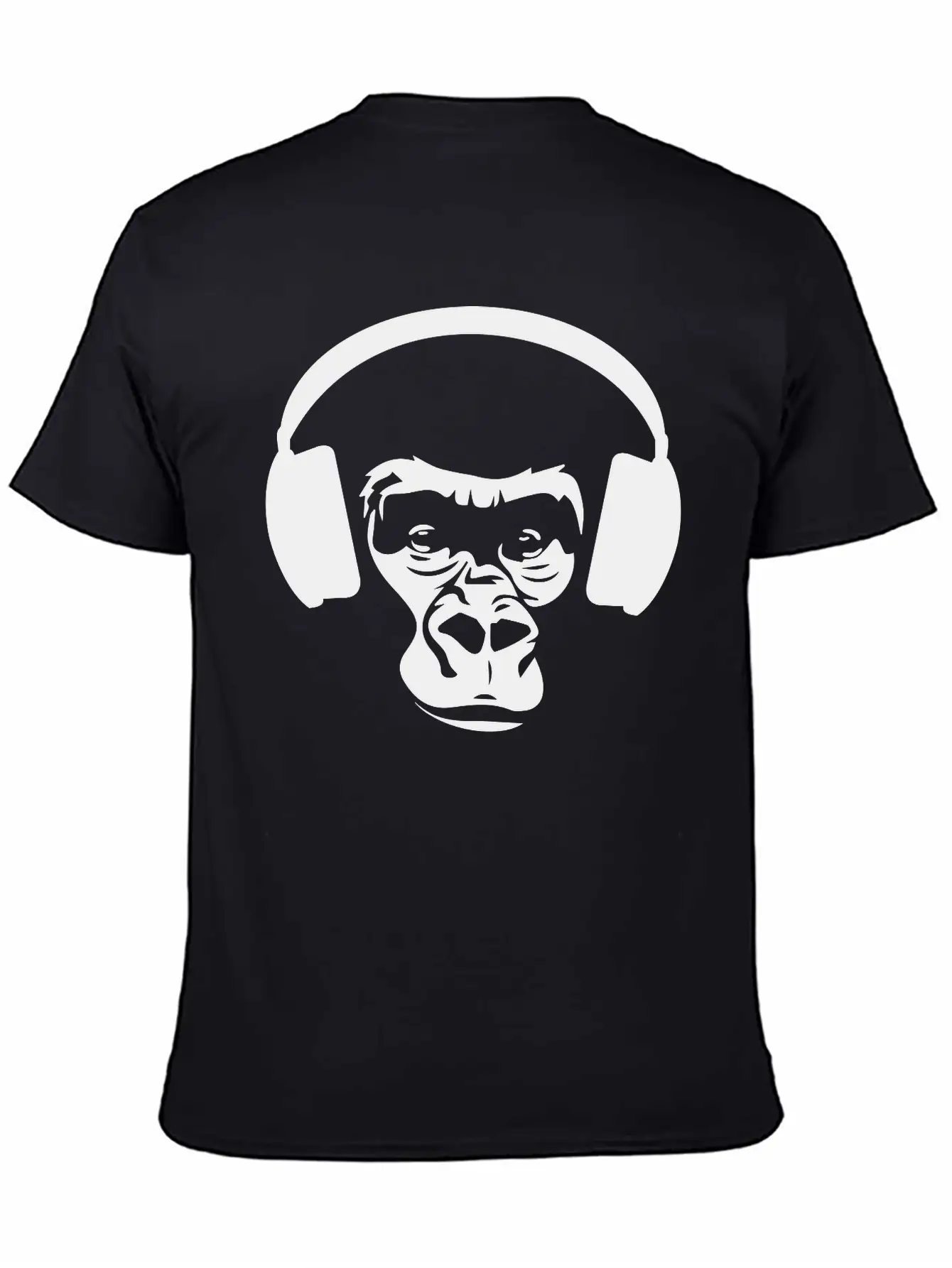 Ape With Headphones Unisex Short Sleeve Soft Cotton T-Shirt – Casual Everyday Wear