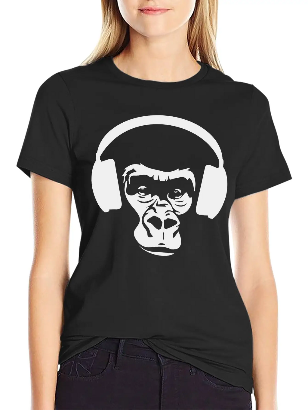 Ape With Headphones Unisex Short Sleeve Soft Cotton T-Shirt – Casual Everyday Wear