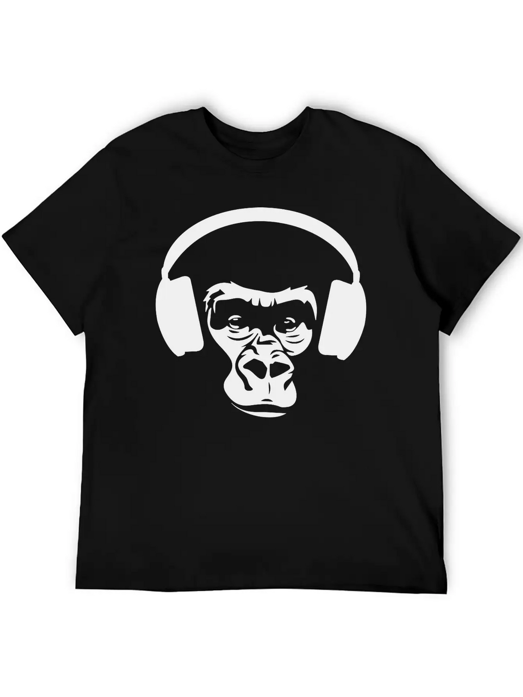 Ape With Headphones Unisex Short Sleeve Soft Cotton T-Shirt – Casual Everyday Wear