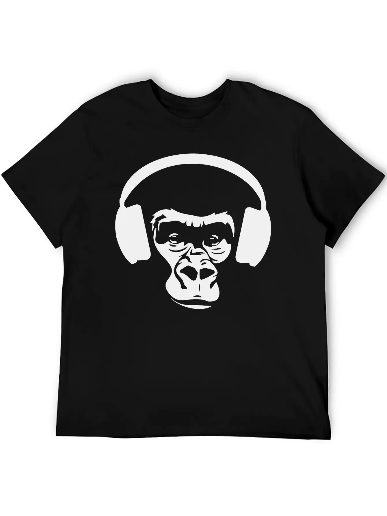 Ape With Headphones Unisex Short Sleeve Soft Cotton T-Shirt – Casual Everyday Wear