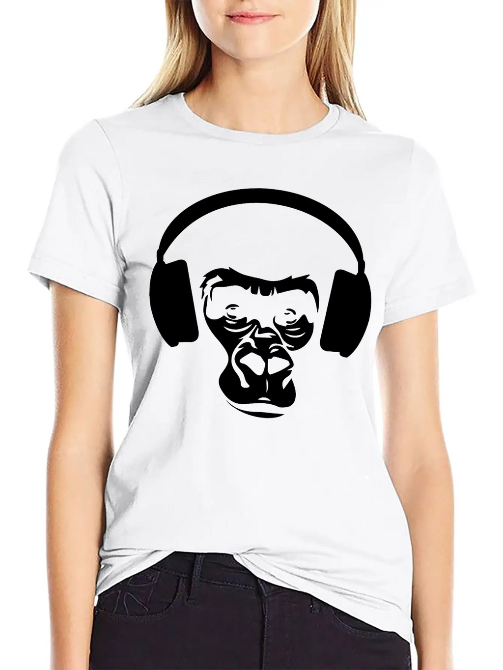 Ape With Headphones Unisex Short Sleeve Soft Cotton T-Shirt – Casual Everyday Wear