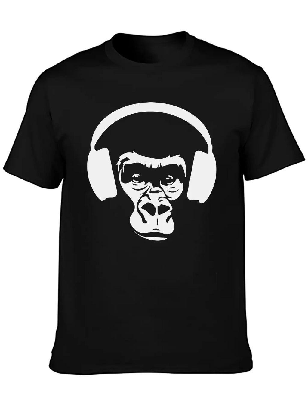 Ape With Headphones Unisex Short Sleeve Soft Cotton T-Shirt – Casual Everyday Wear