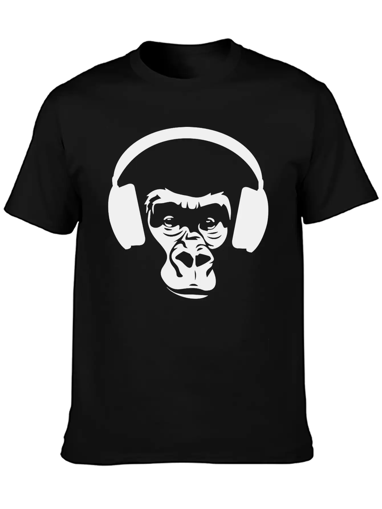 Ape With Headphones Unisex Short Sleeve Soft Cotton T-Shirt – Casual Everyday Wear