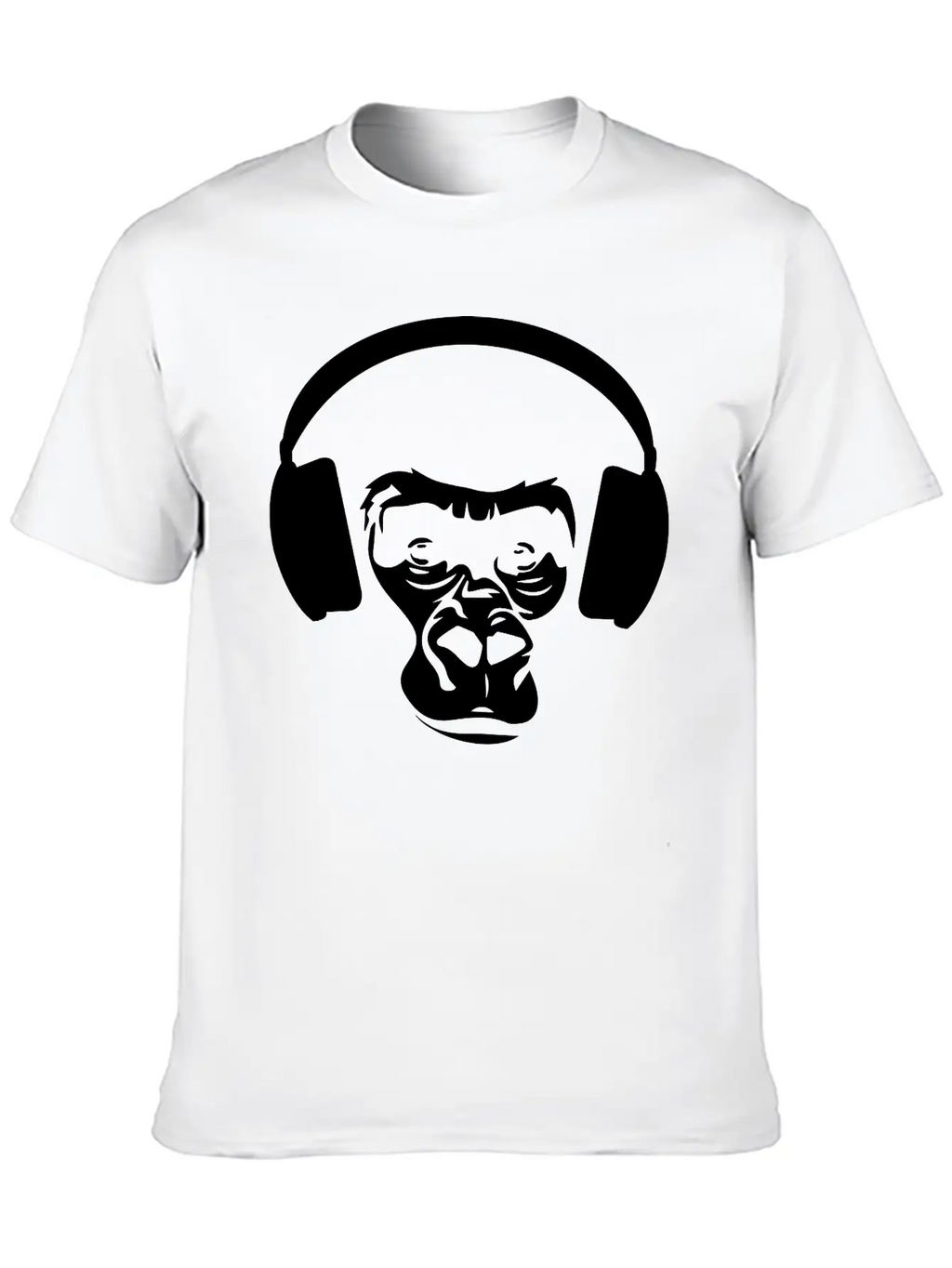 Ape With Headphones Unisex Short Sleeve Soft Cotton T-Shirt – Casual Everyday Wear