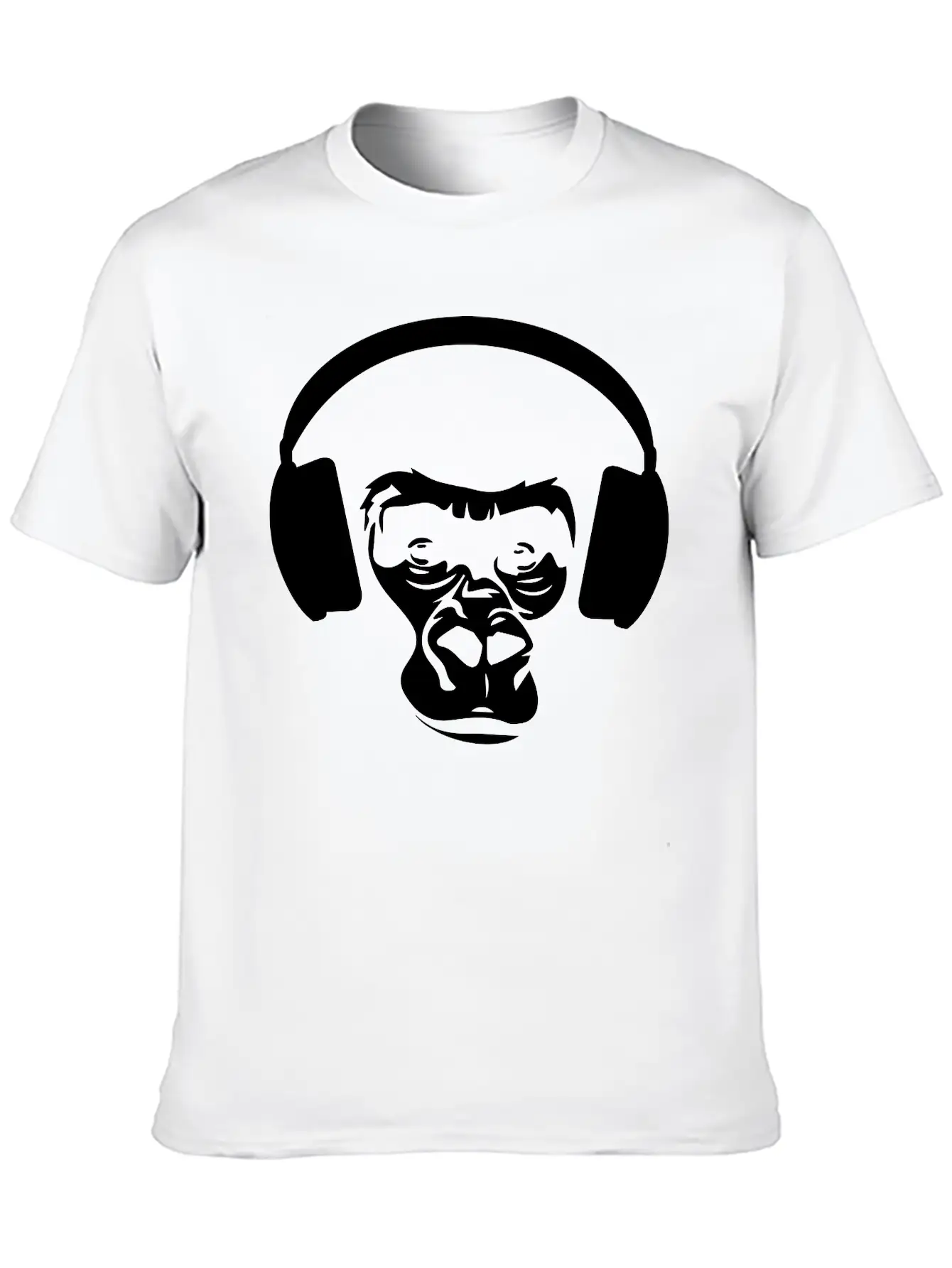Ape With Headphones Unisex Short Sleeve Soft Cotton T-Shirt – Casual Everyday Wear
