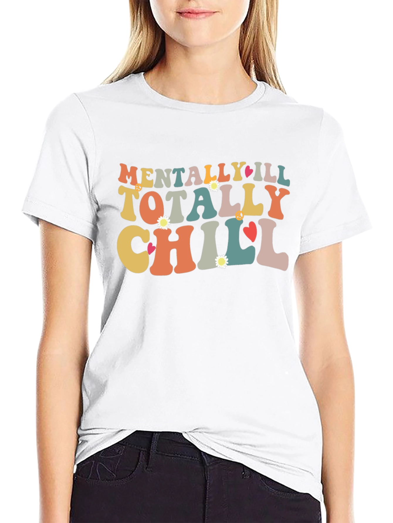Mentally Ill Totally Chill Black Graphic Tee