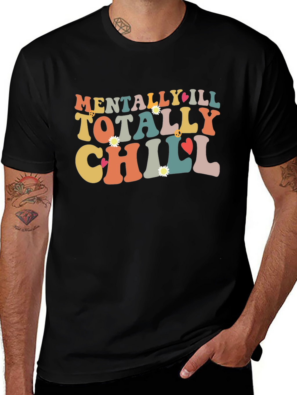 Mentally Ill Totally Chill Black Graphic Tee