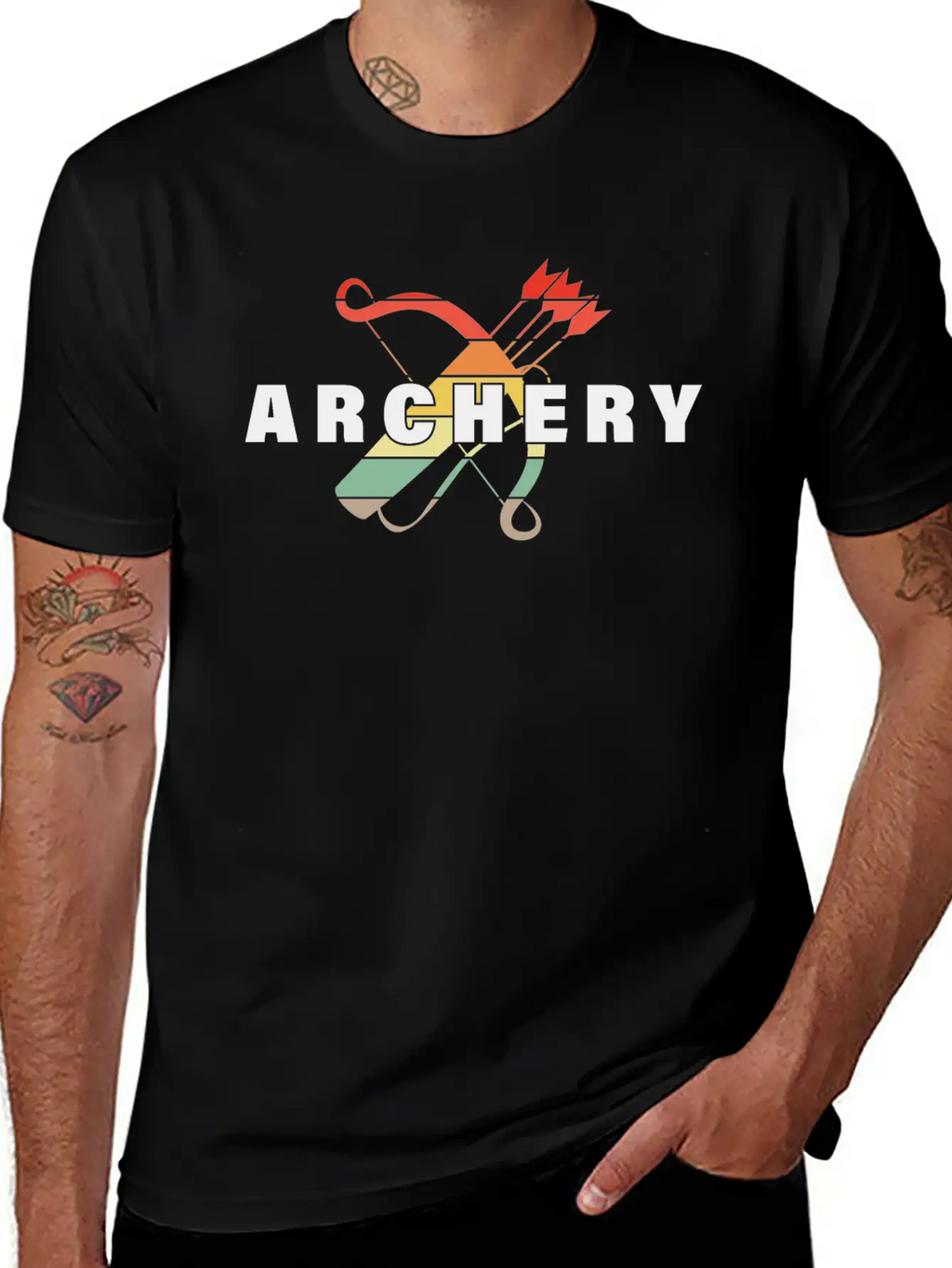 Archery Archery Sport Bow And Arrow Motif Unisex Short Sleeve Soft Cotton T-Shirt – Casual Everyday Wear