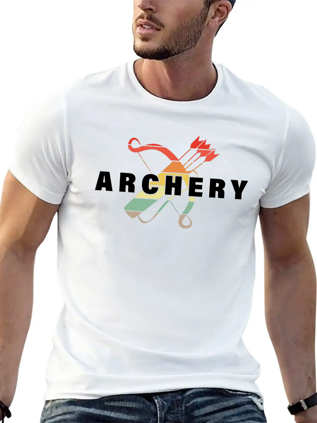 Archery Archery Sport Bow And Arrow Motif Unisex Short Sleeve Soft Cotton T-Shirt – Casual Everyday Wear