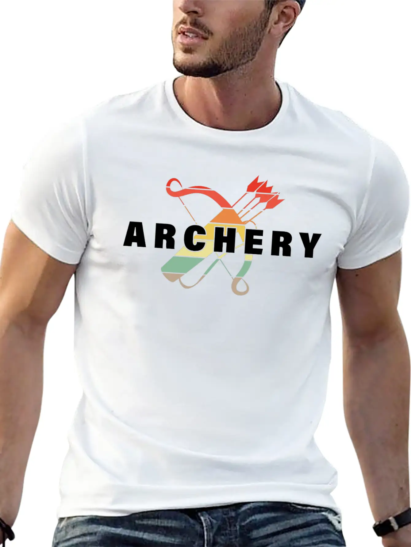 Archery Archery Sport Bow And Arrow Motif Unisex Short Sleeve Soft Cotton T-Shirt – Casual Everyday Wear