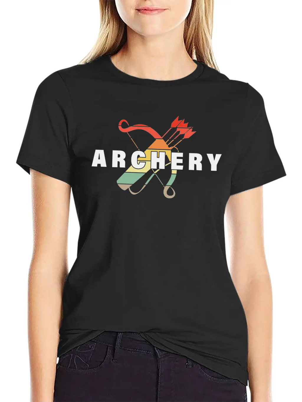 Archery Archery Sport Bow And Arrow Motif Unisex Short Sleeve Soft Cotton T-Shirt – Casual Everyday Wear