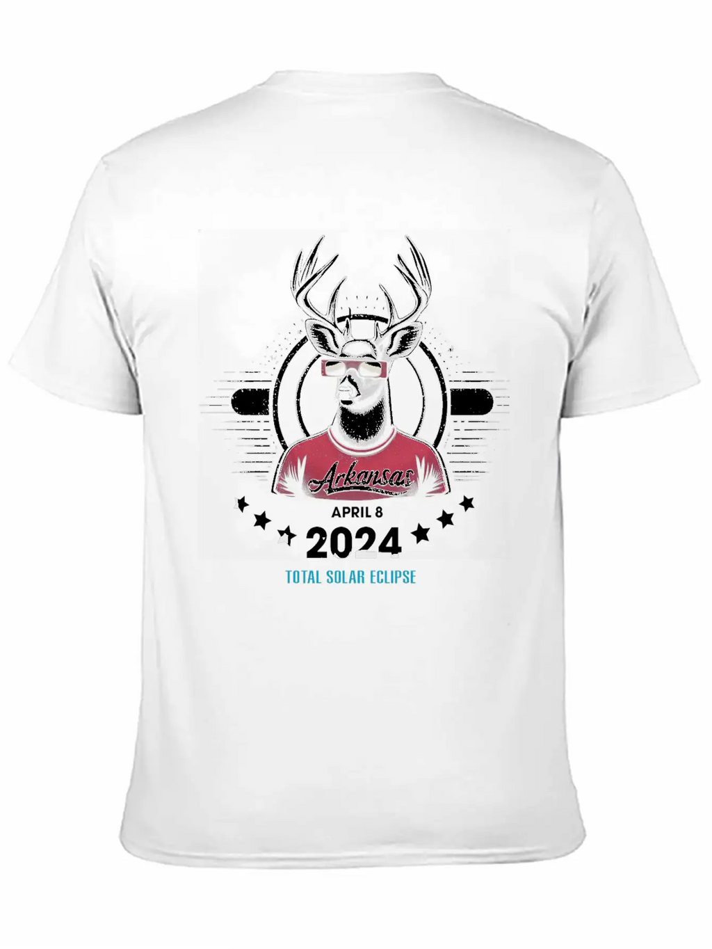 Arkansas Solar Eclipse 8 April 2024, White-Deer Unisex Casual T-Shirt – Clean Design For Daily Comfort