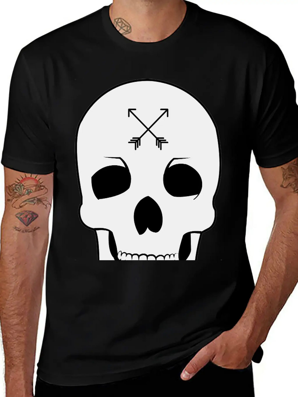 Arrow Skull Unisex Casual T-Shirt – Clean Design For Daily Comfort