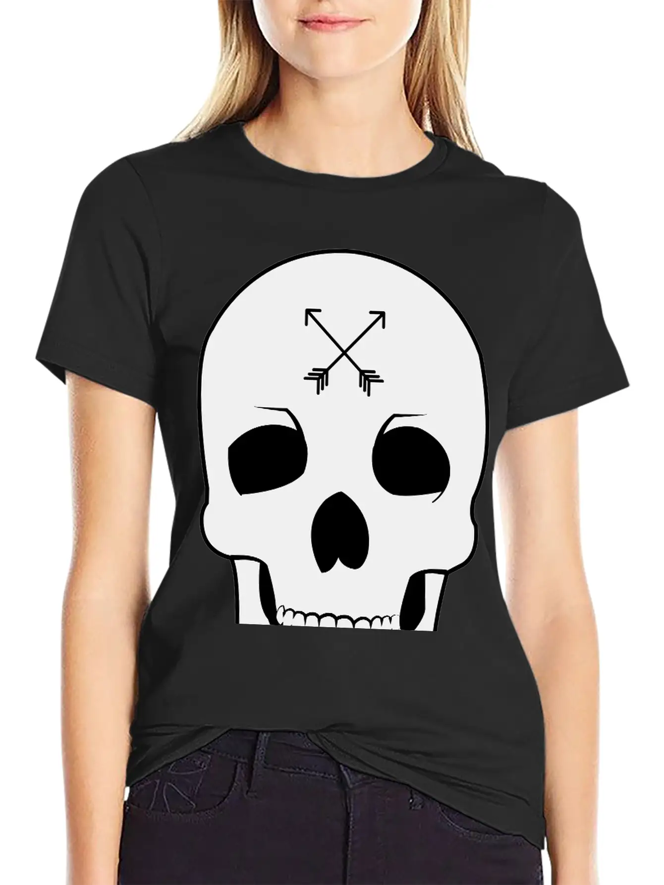 Arrow Skull Unisex Casual T-Shirt – Clean Design For Daily Comfort