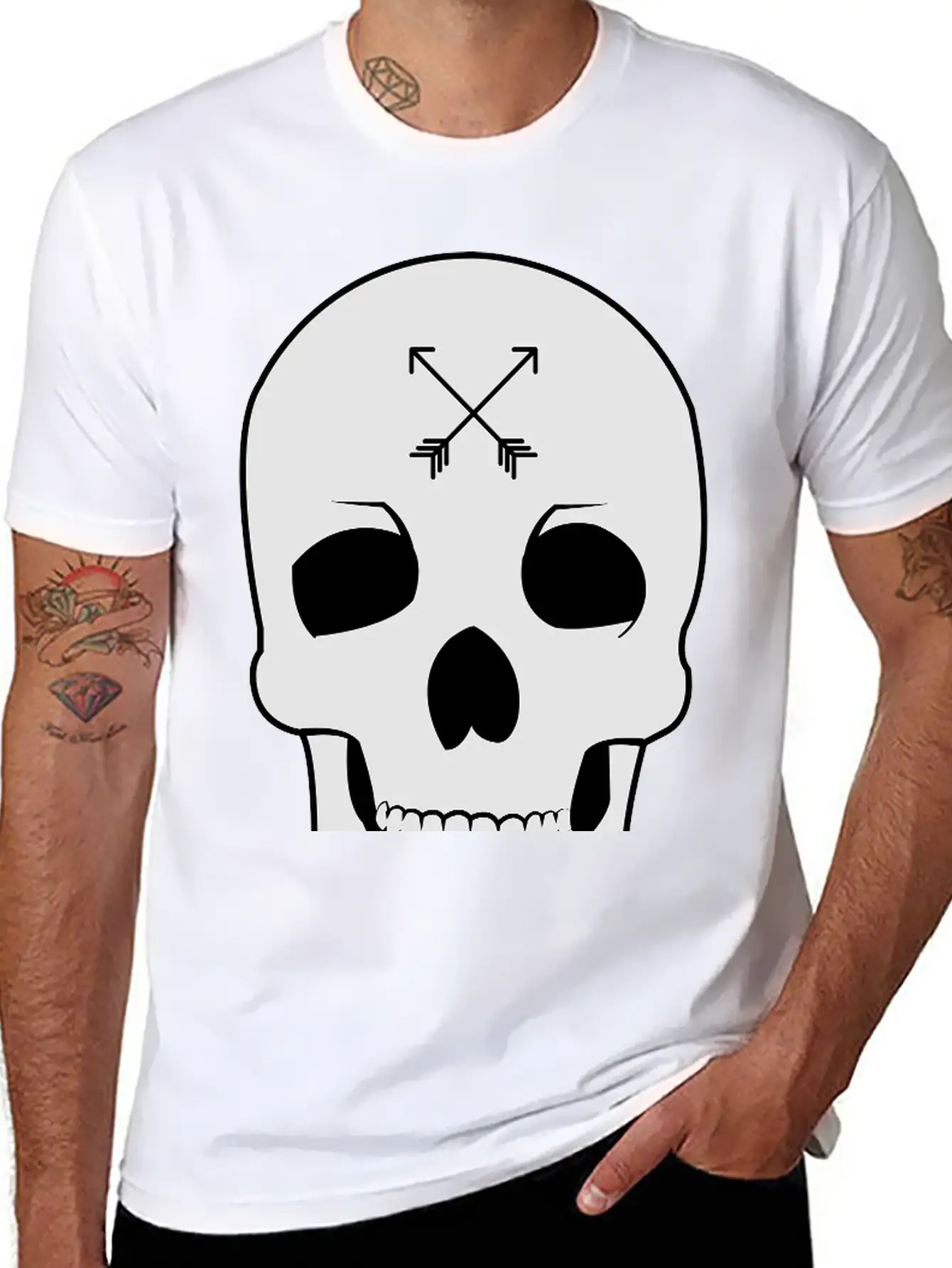 Arrow Skull Unisex Casual T-Shirt – Clean Design For Daily Comfort