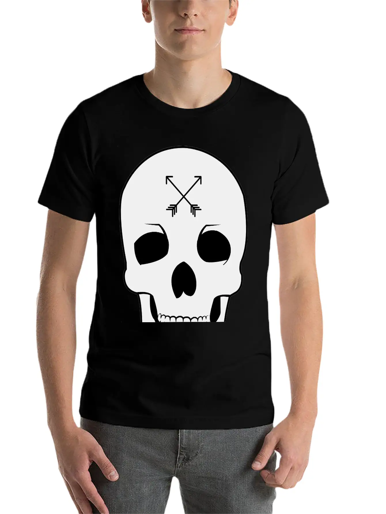 Arrow Skull Unisex Casual T-Shirt – Clean Design For Daily Comfort