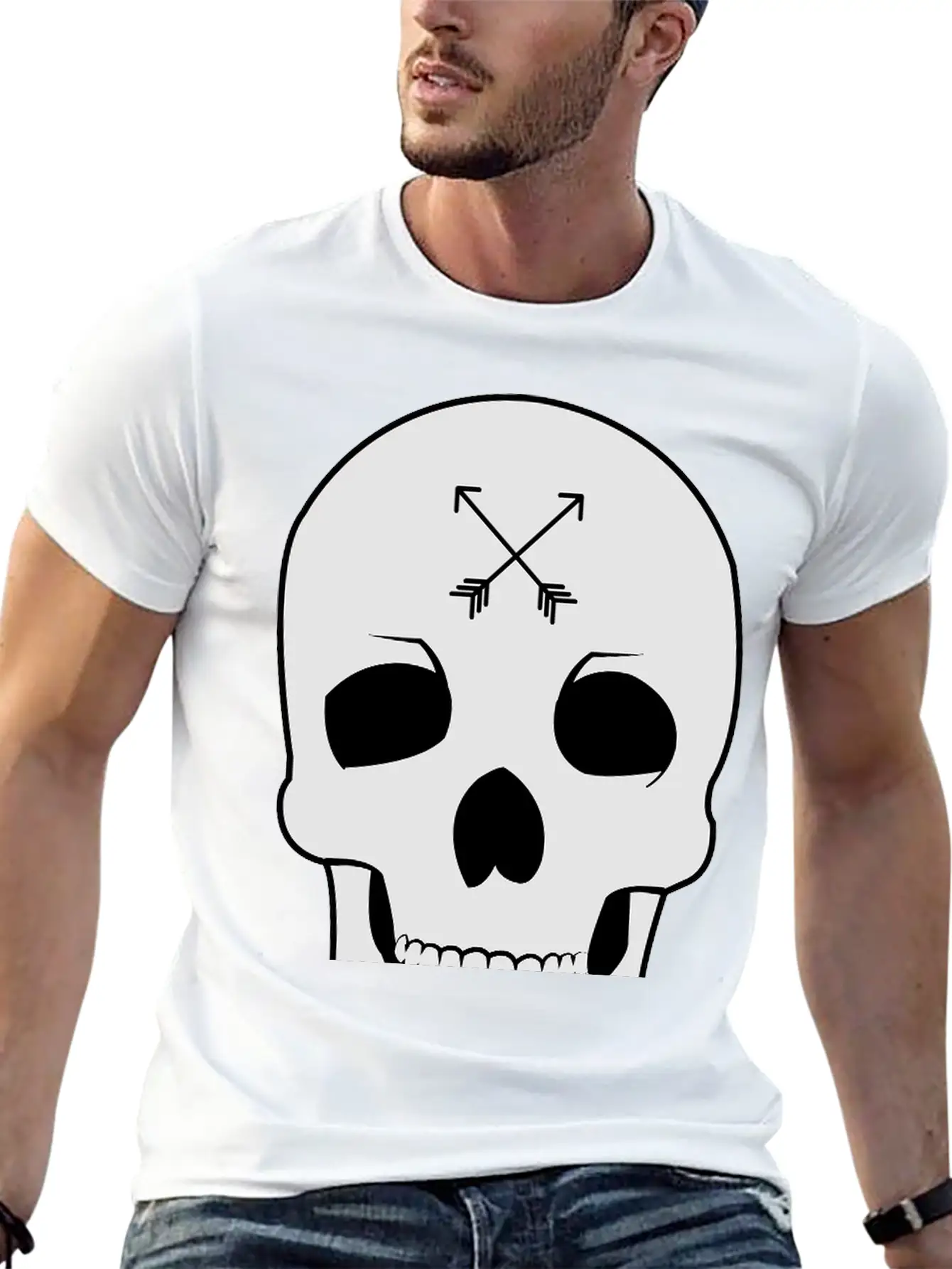 Arrow Skull Unisex Casual T-Shirt – Clean Design For Daily Comfort