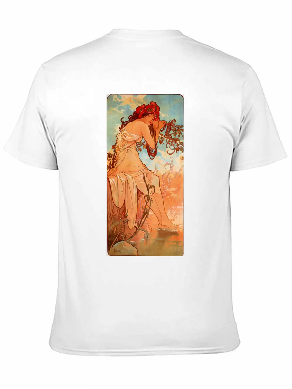 Art Nouveau Deco Alfons Mucha Beautiful Woman Breathable Soft Cotton T-Shirt – Timeless Casual Look