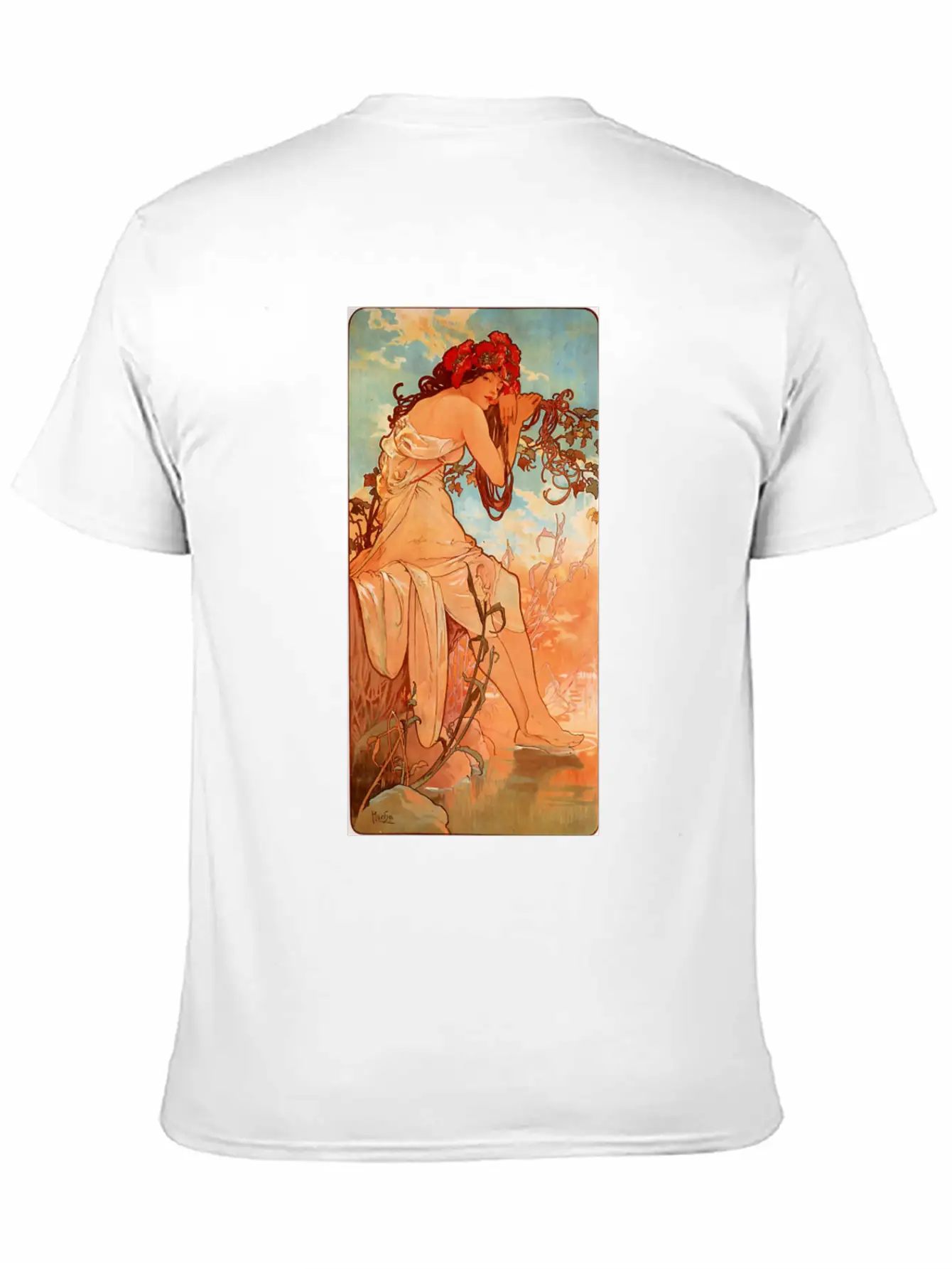Art Nouveau Deco Alfons Mucha Beautiful Woman Breathable Soft Cotton T-Shirt – Timeless Casual Look