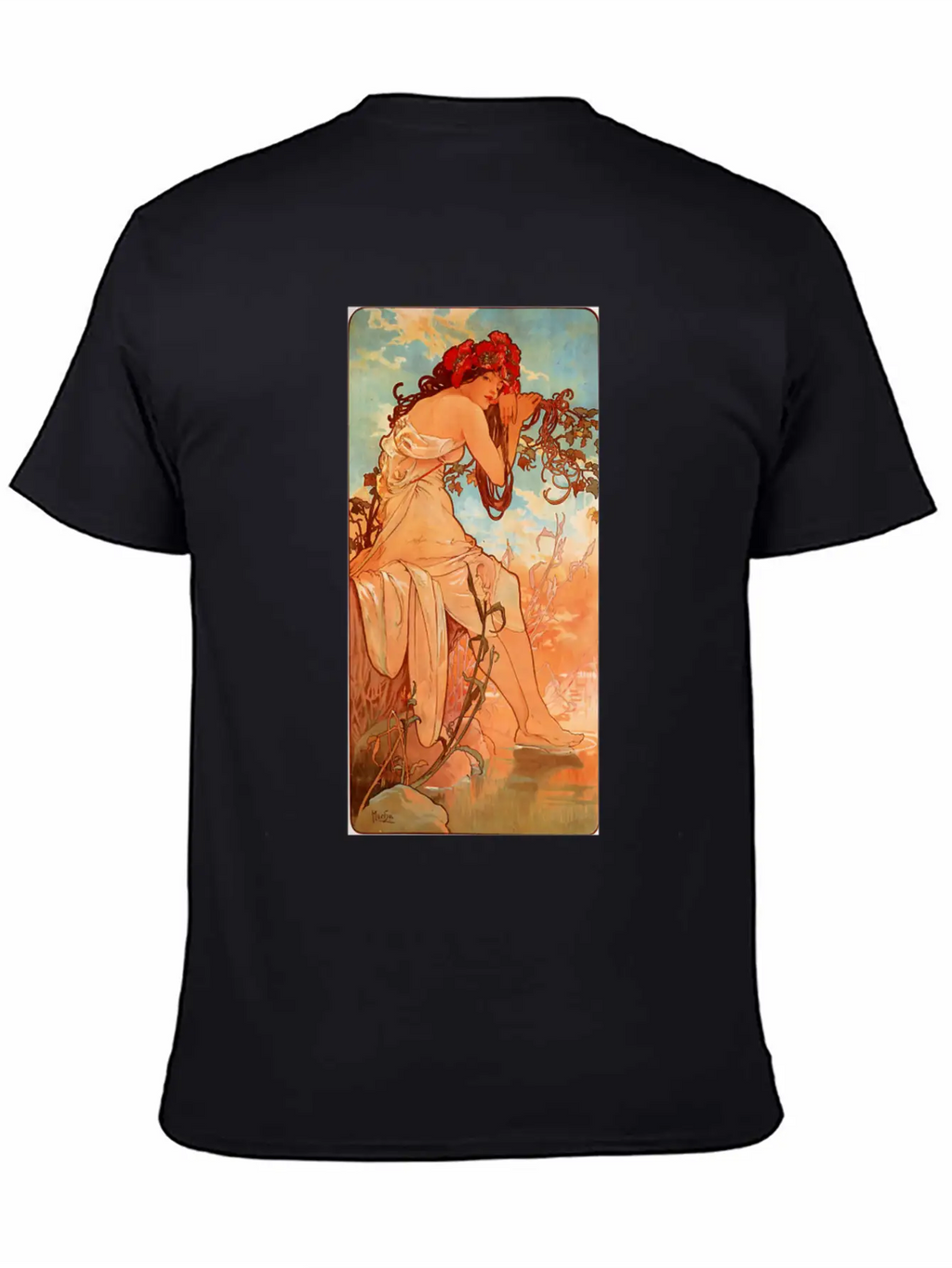 Art Nouveau Deco Alfons Mucha Beautiful Woman Breathable Soft Cotton T-Shirt – Timeless Casual Look