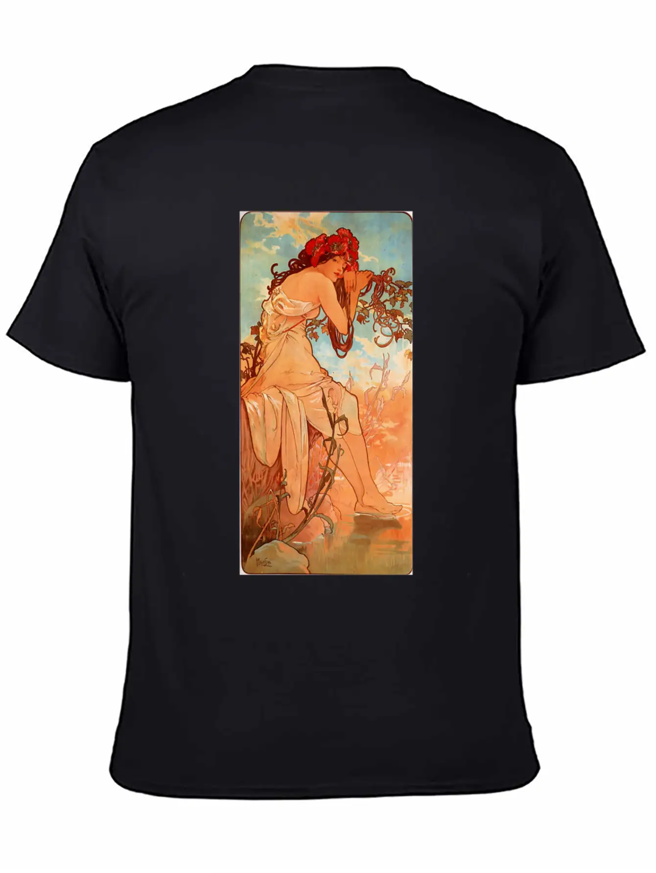 Art Nouveau Deco Alfons Mucha Beautiful Woman Breathable Soft Cotton T-Shirt – Timeless Casual Look