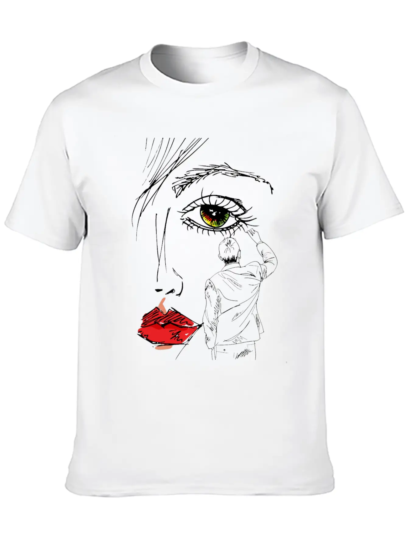 Artistic Beautiful Women Hand Drawn Sketched Unisex Short Sleeve Soft Cotton T-Shirt – Casual Everyday Wear