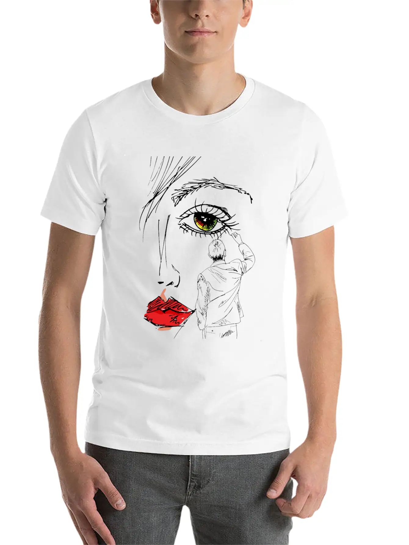 Artistic Beautiful Women Hand Drawn Sketched Unisex Short Sleeve Soft Cotton T-Shirt – Casual Everyday Wear