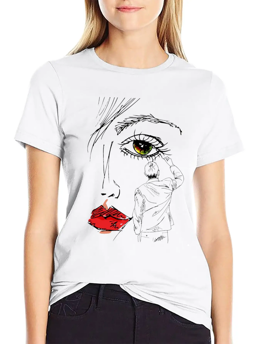 Artistic Beautiful Women Hand Drawn Sketched Unisex Short Sleeve Soft Cotton T-Shirt – Casual Everyday Wear