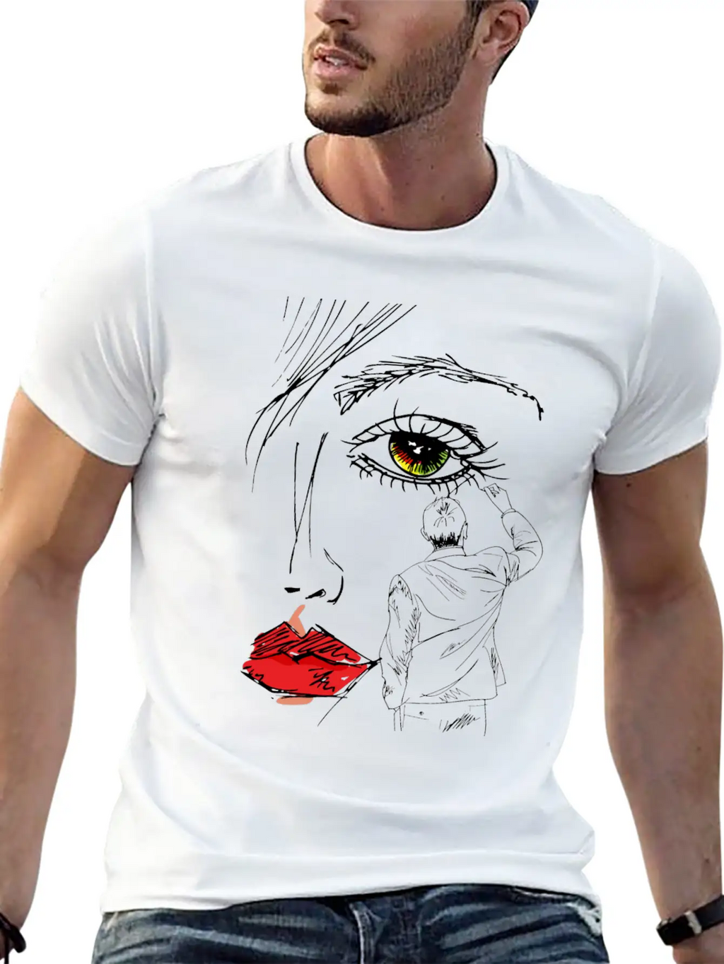 Artistic Beautiful Women Hand Drawn Sketched Unisex Short Sleeve Soft Cotton T-Shirt – Casual Everyday Wear