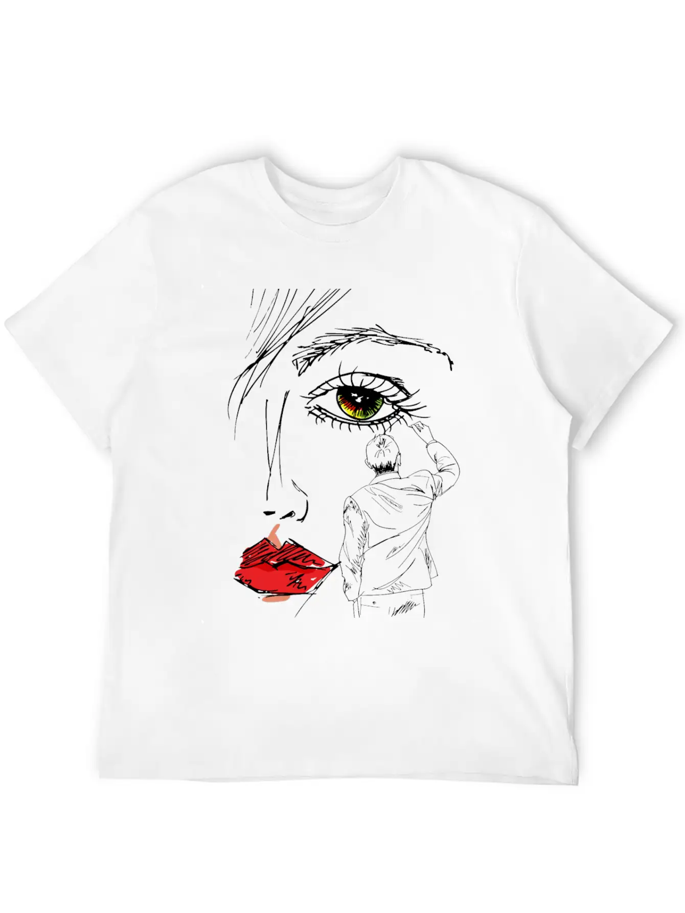 Artistic Beautiful Women Hand Drawn Sketched Unisex Short Sleeve Soft Cotton T-Shirt – Casual Everyday Wear