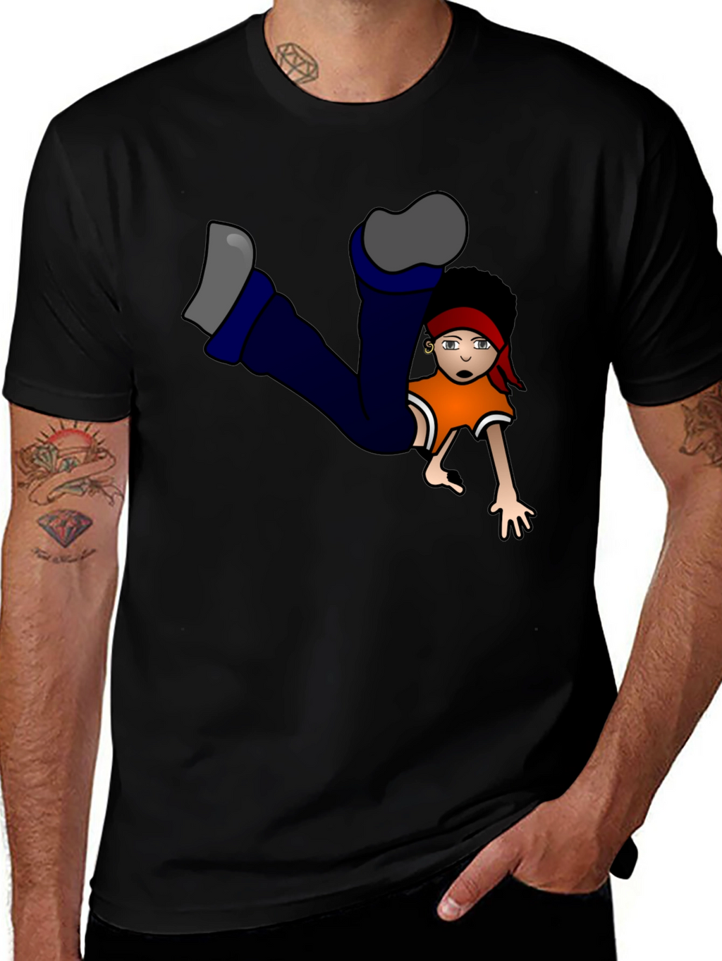 Cartoon Character Graphic Black T-Shirt