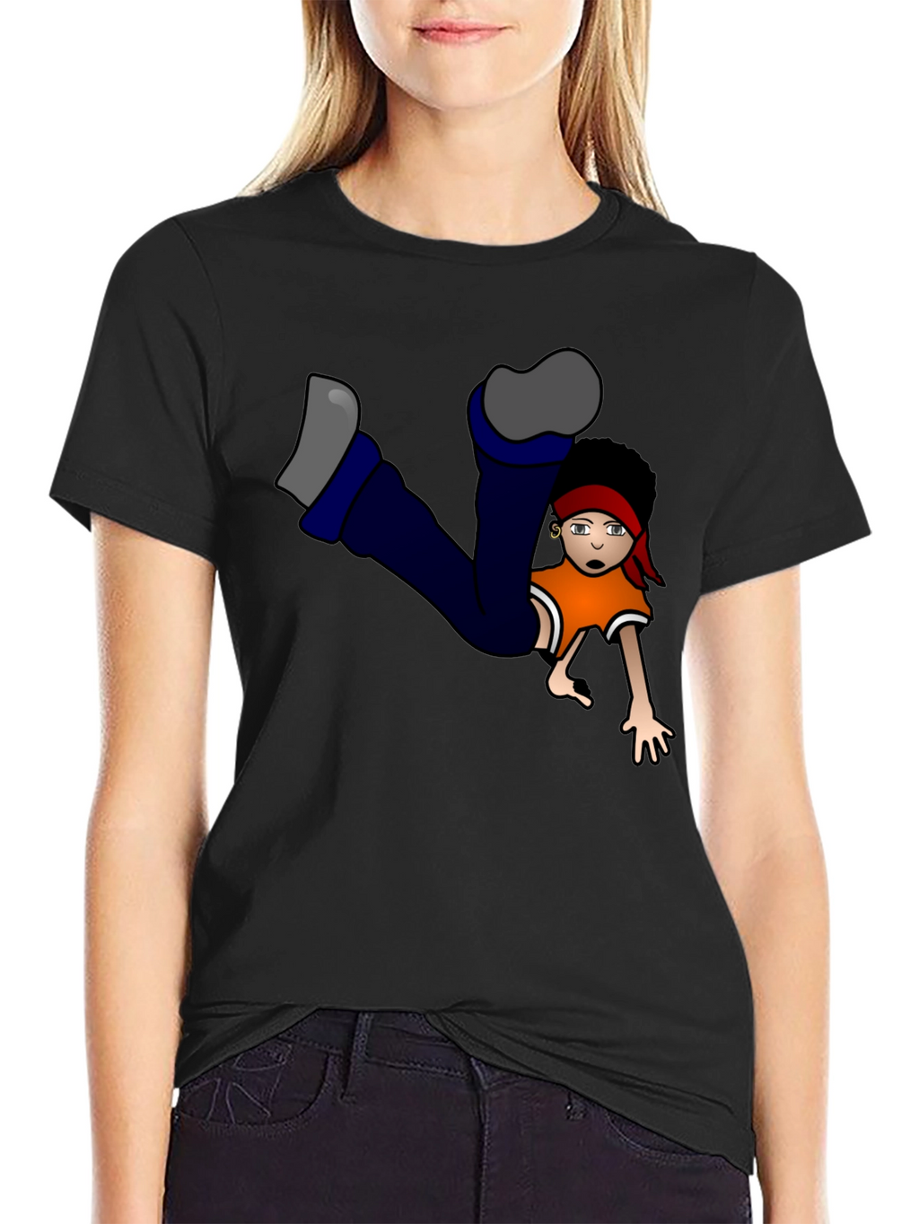 Cartoon Character Graphic Black T-Shirt
