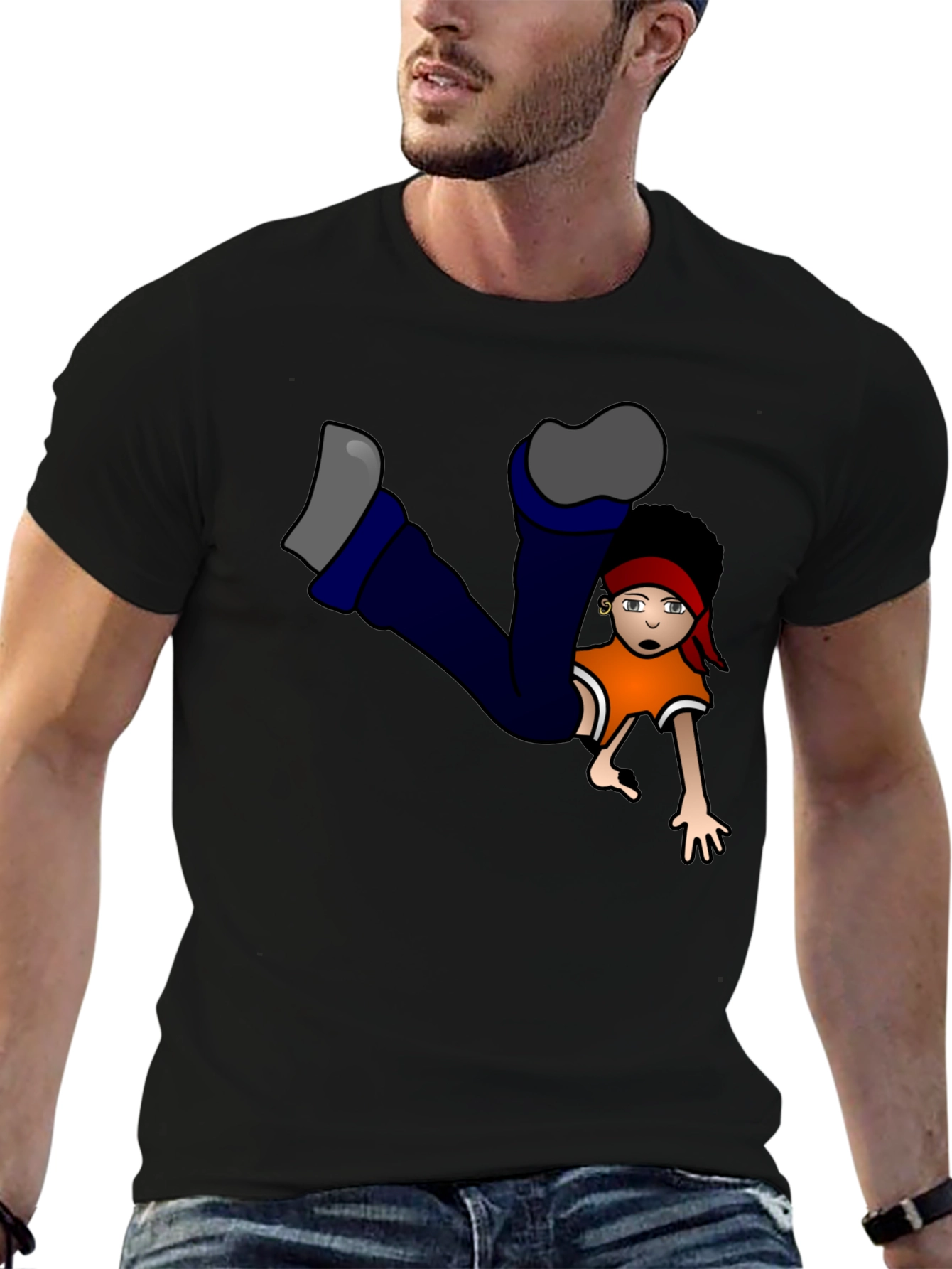 Cartoon Character Graphic Black T-Shirt