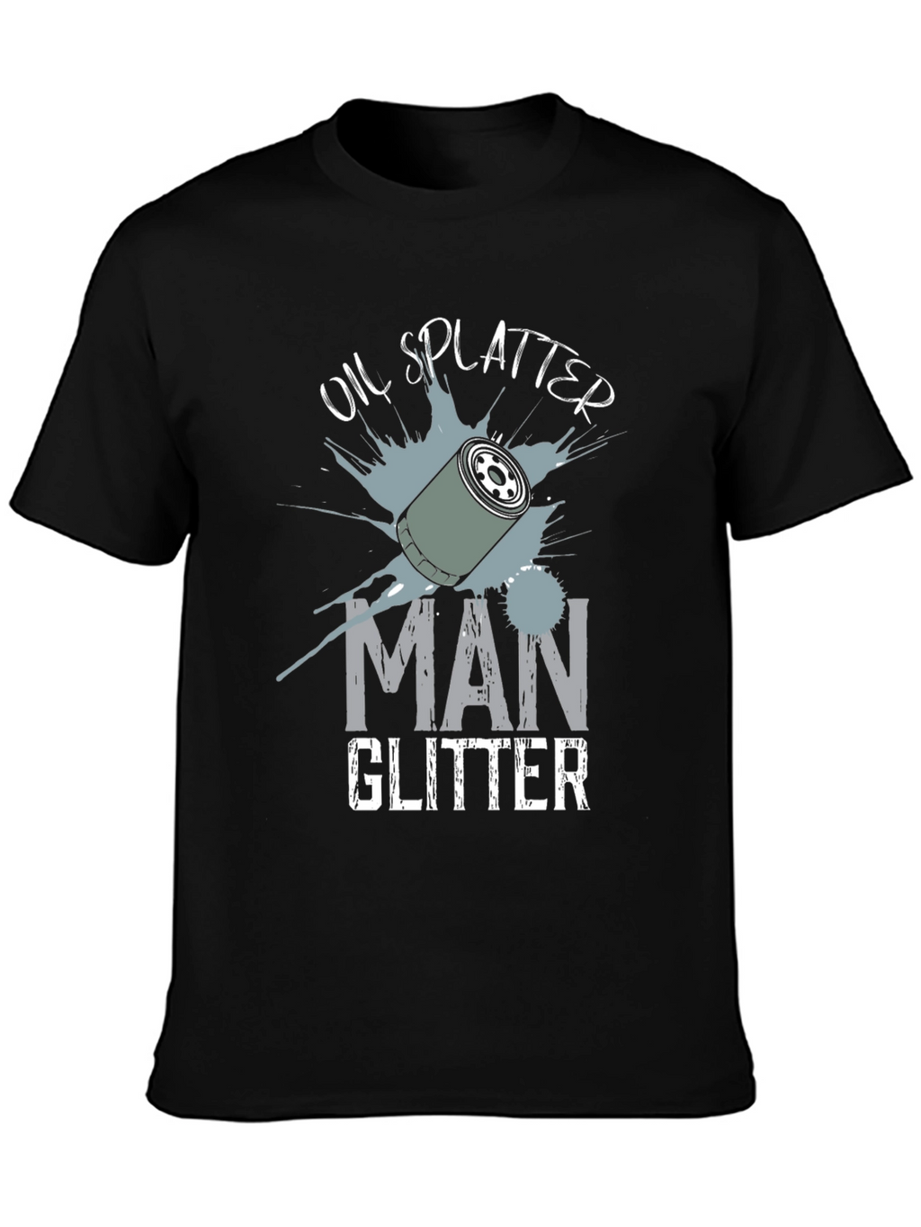 Oil Splatter Man Glitter Black T-Shirt