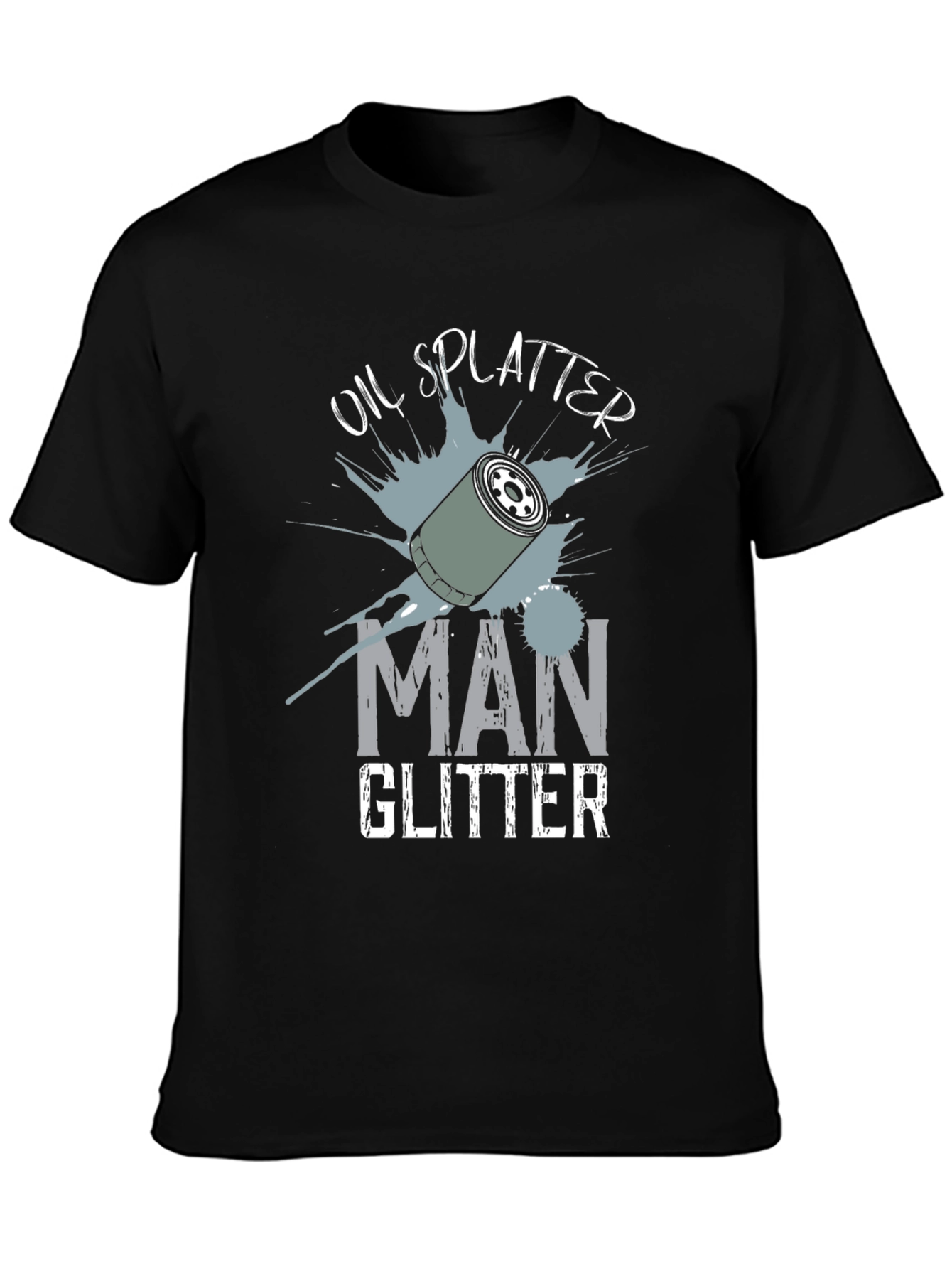 Oil Splatter Man Glitter Black T-Shirt