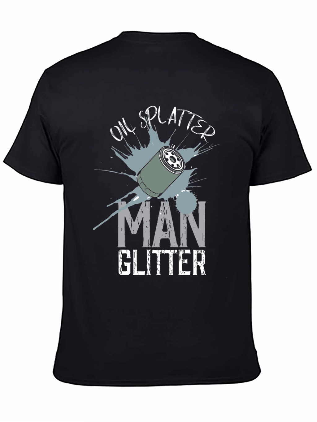 Oil Splatter Man Glitter Black T-Shirt