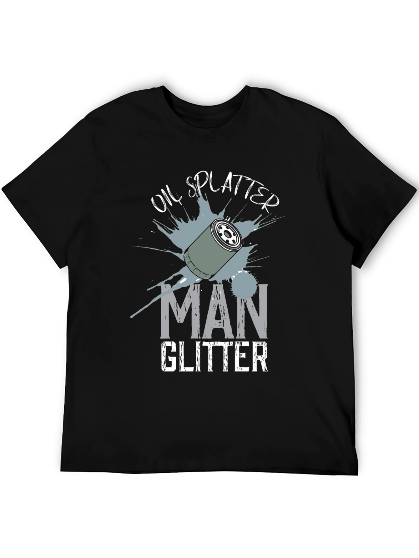 Oil Splatter Man Glitter Black T-Shirt