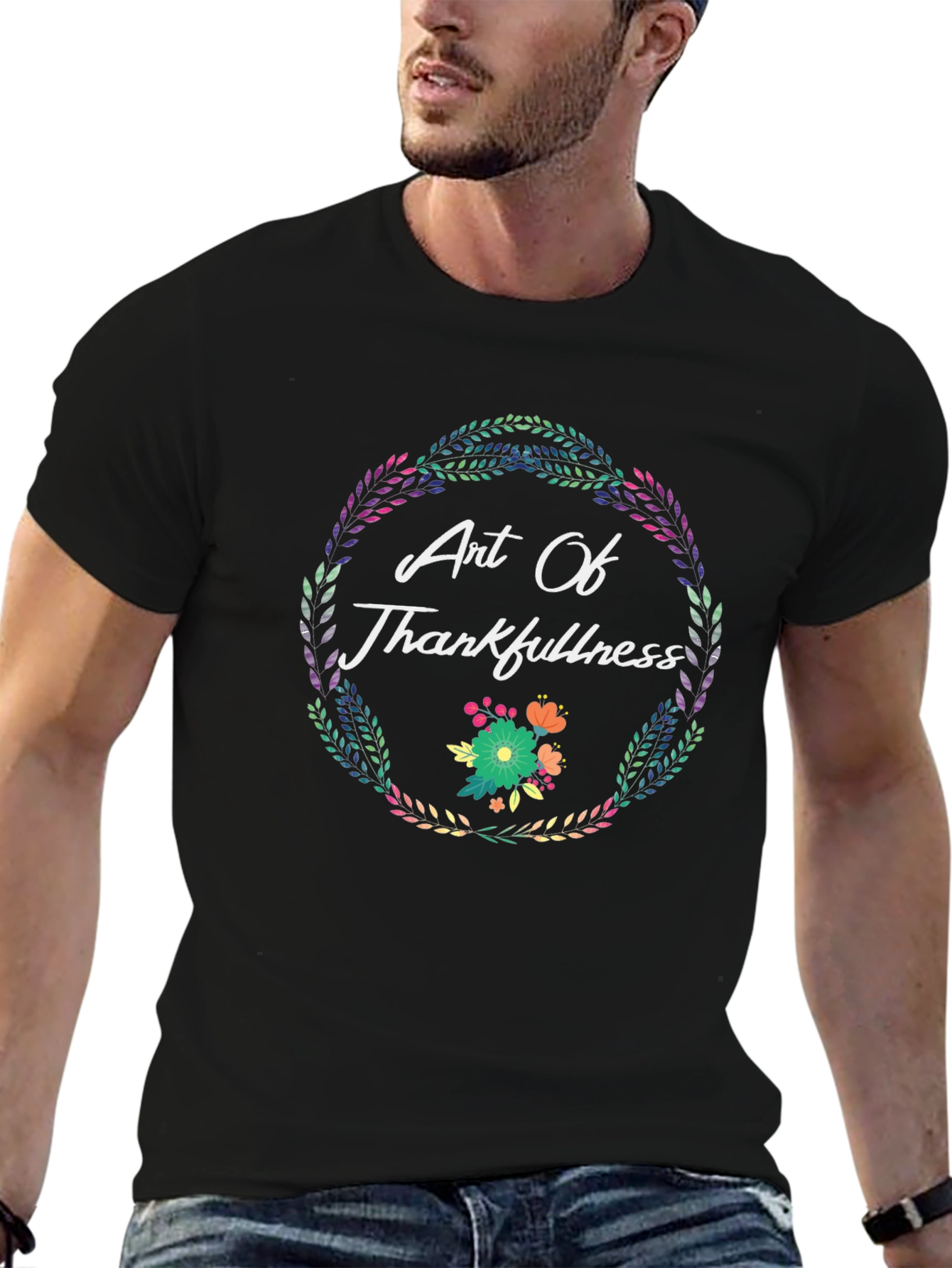 Art Of Thankfulness Floral Wreath Graphic Tee
